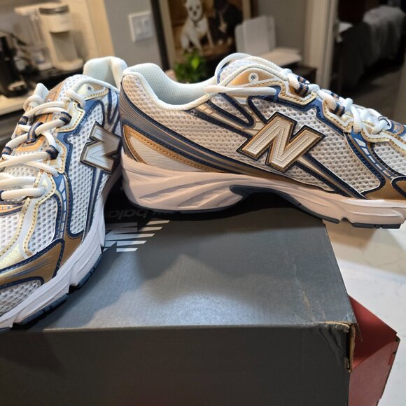 New Balance 740 U740HB2 Heron Blue/Vintage Indigo/Gold Metallic Mens Size 10 - Picture 3 of 15